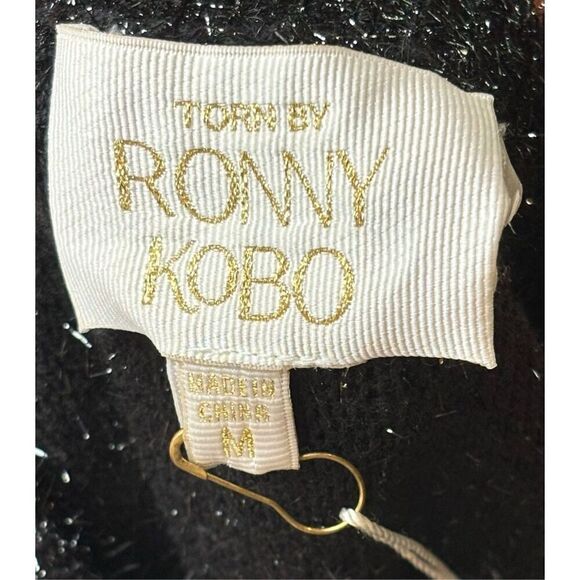 Ronny Kobo Carina Sparkle Metallic Puff Balloon Sweater in Black NWT Size Medium - Picture 5 of 8
